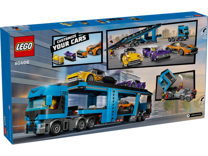 Lego Car Transporter  Truck With  sports Cars (60408)