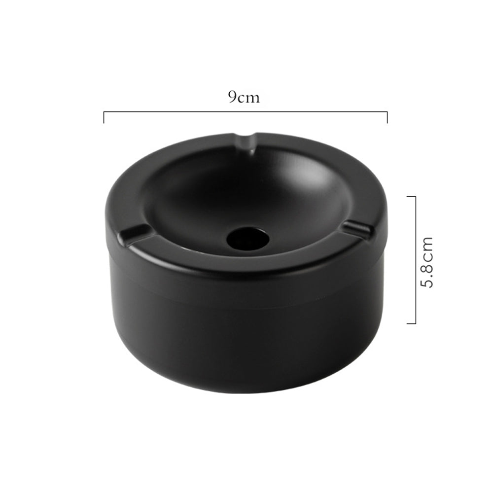 Thick Stainless Steel Cigarette Ashtray With Lid Black – 9 cm OZ-9H