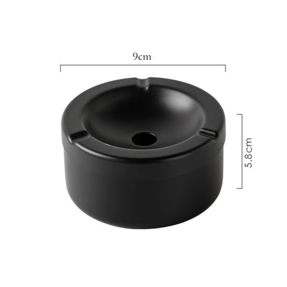 Thick Stainless Steel Cigarette Ashtray With Lid Black – 9 cm OZ-9H
