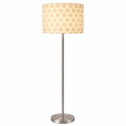 Micasa OTELLO Modern Floor Lamp 175 cm – Brushed Nickel Standing Lamp with White Fabric Polka Dot Shade