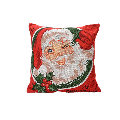 Cushion polyester jacqured santa design L.43cm x W.43cm x H.2.5cm (KAEMINGK)