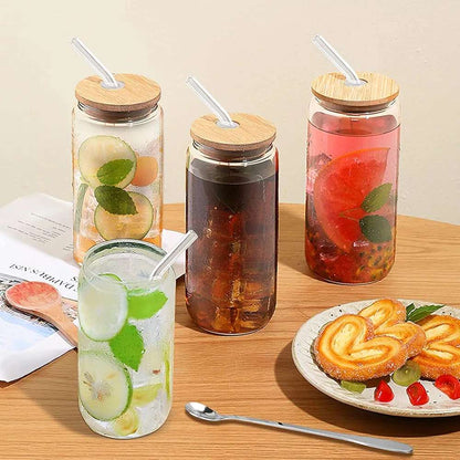 Danny Home Matcha 4-Pcs  Glass Cup With Straw 480-ml