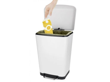 Pedal Bin Studio, Easy-Close, White 30 liters by Wenko -Germany
