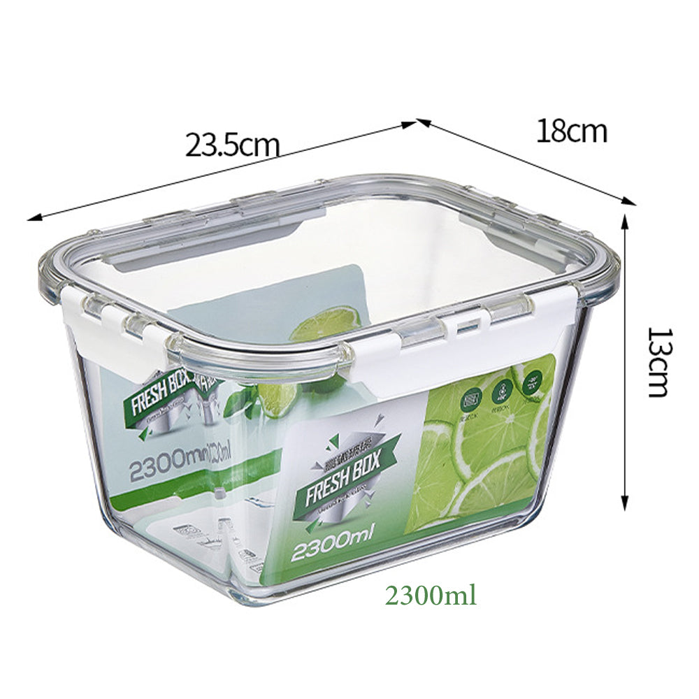 2300ml Borosilicate Rectangle Glass Food Storage Container With Microwave, Freezer & Dishwasher Safe NFH-77870