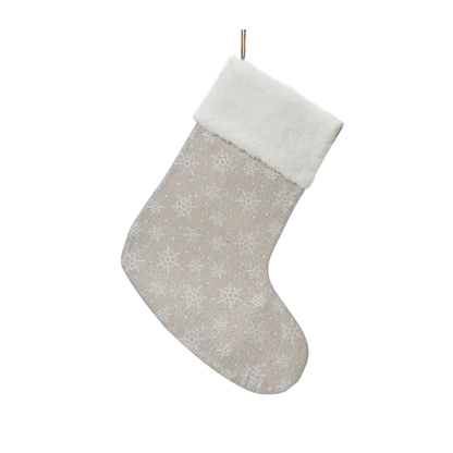 Stocking polyester snowflake print 1 piece L.0.5cm x W.29cm x H.38cm (KAEMINGK)