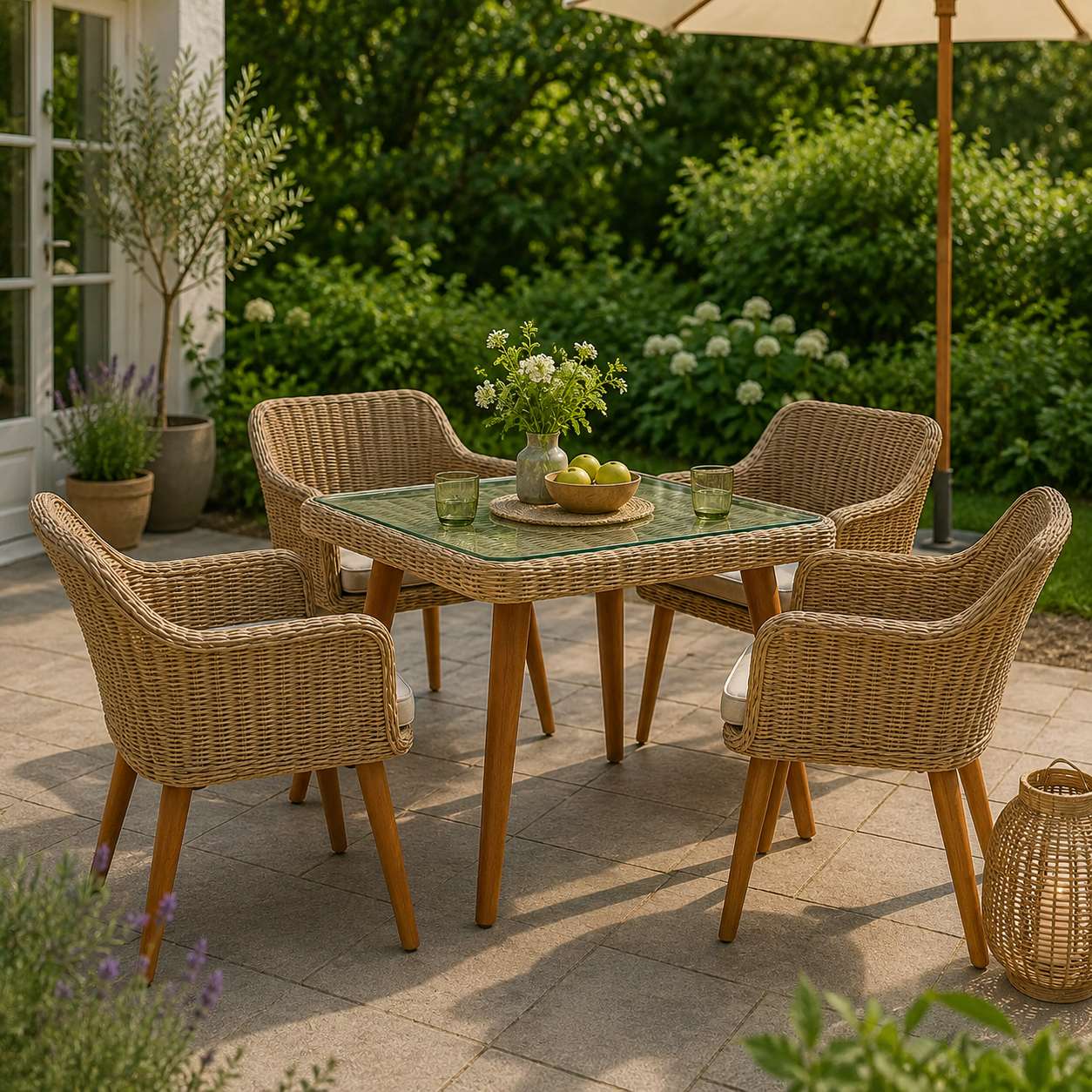 Migros Copenhagen Handwoven Rattan Outdoor Dining Table
