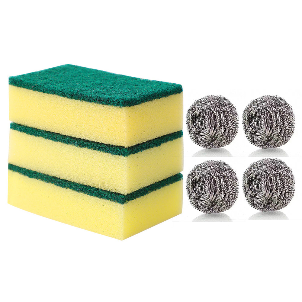 7-Pcs Dish Wash Sponge and Spiral Scourer Set #572-7