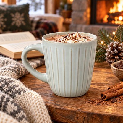 Alpine Lodge Fluted Ceramic Mug – Sage Grey – Approx. 300 ml
