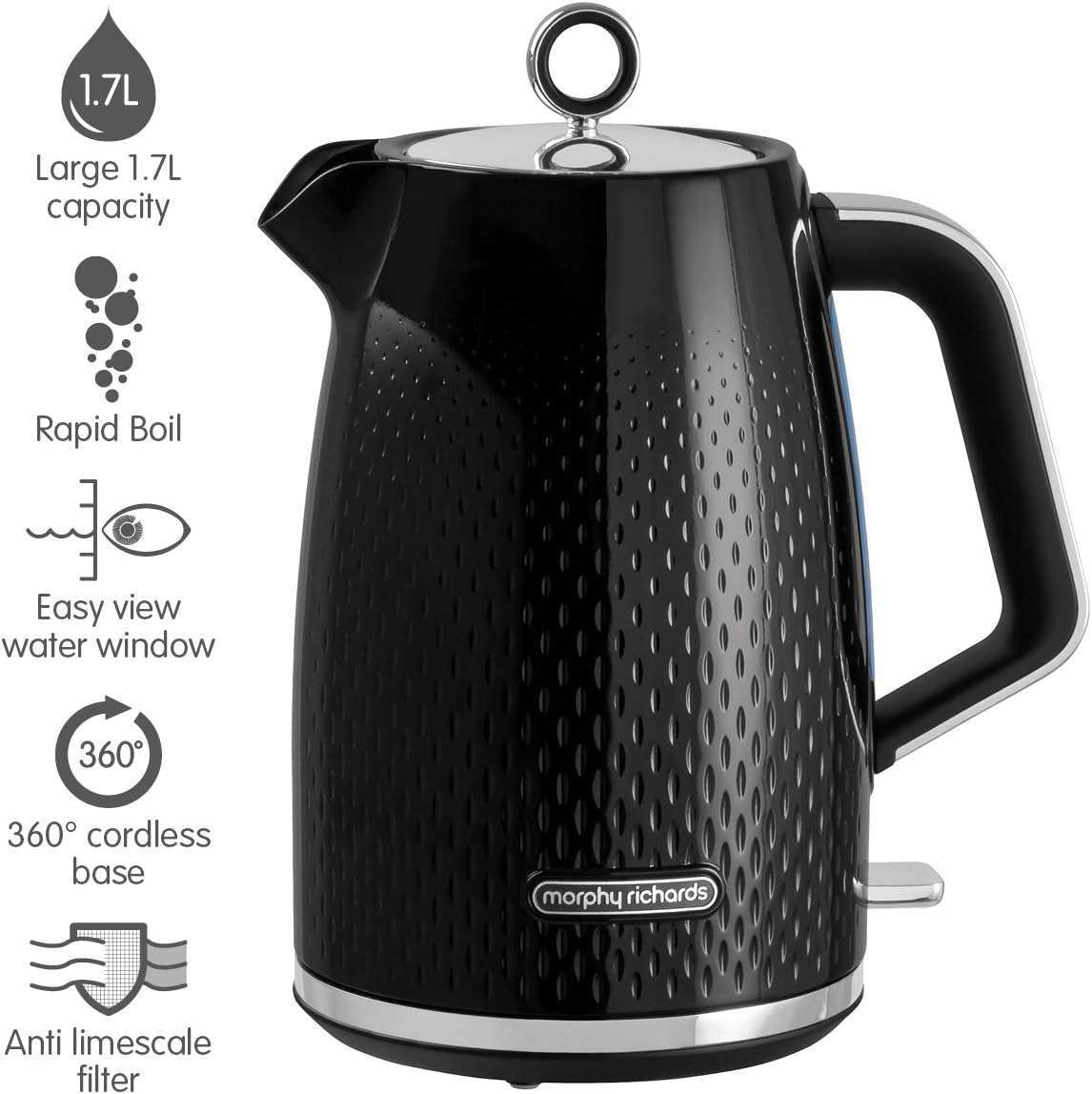 Verve Jug Kettle - Black -1.7L by Morphy Richards