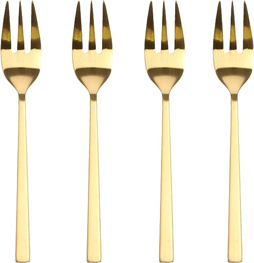 Cake Cutlery Fork Length 14.4cm 4Pcs Brass (23278)