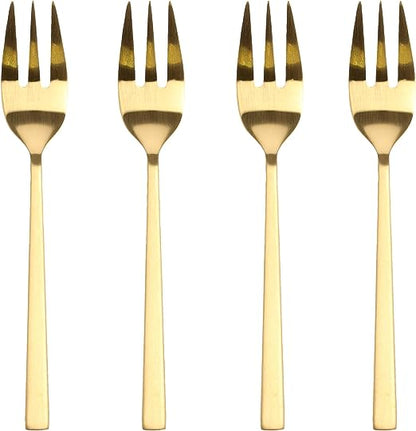 Cake Cutlery Fork Length 14.4cm 4Pcs Brass (23278)