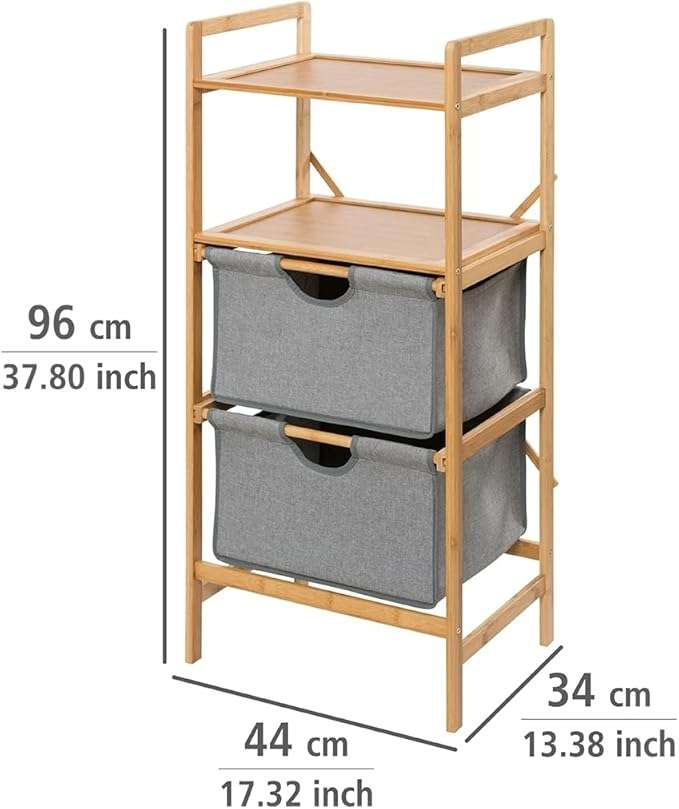 Laundry Shelf Bamboo with 2 Removable Drawers by Wenko