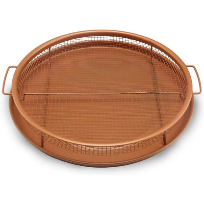 2 Piece Set Round Copper Air Fry Crisper Tray