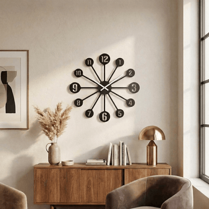 Koziol PINBALL Wall Clock – Retro 45cm Quartz Clock in Black