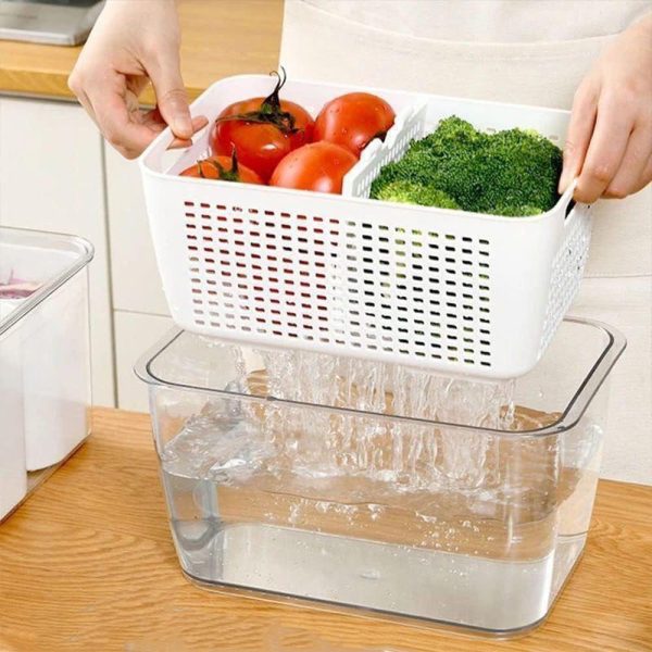 Food Storage Containers Box With Clear Lid and Removable Drain Tray