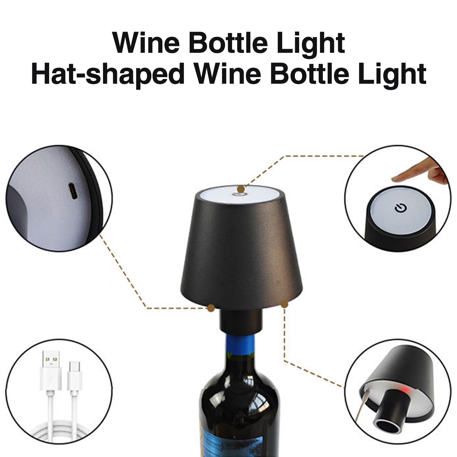 Danny Home Rechargeable Touch Bottle Lamp 3 Color LED