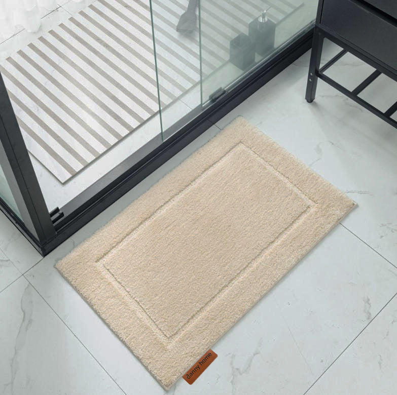 Danny Home Luxury Bath Mat Absorbent Non-Slip Washable Shaggy Bathroom Rug 50X80CM – Beige