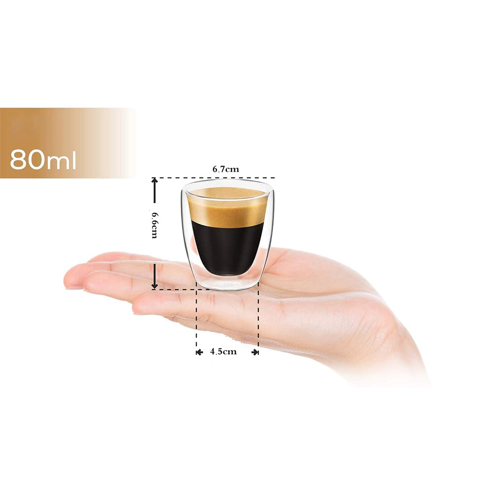 80ml 2-Pcs Danny Home Double Walled Espresso Glasses Set