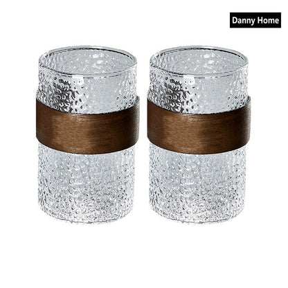 Danny Home 2-Pcs Whisky Glasses Wood Handle Set 310ml