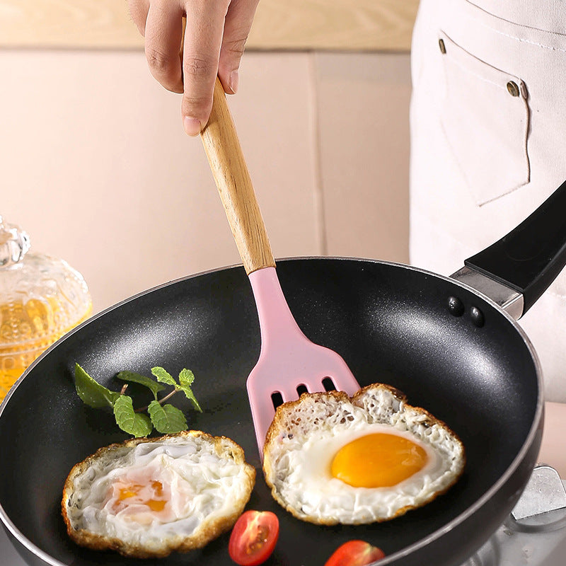 12-Pcs Silicone Cooking Utensils with Wooden Handle Set