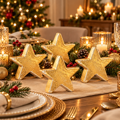Pure Gold Ceramic Star Christmas Decoration