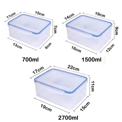 700+1500+2700ml Rectangle 3pcs Food Container Tupperware