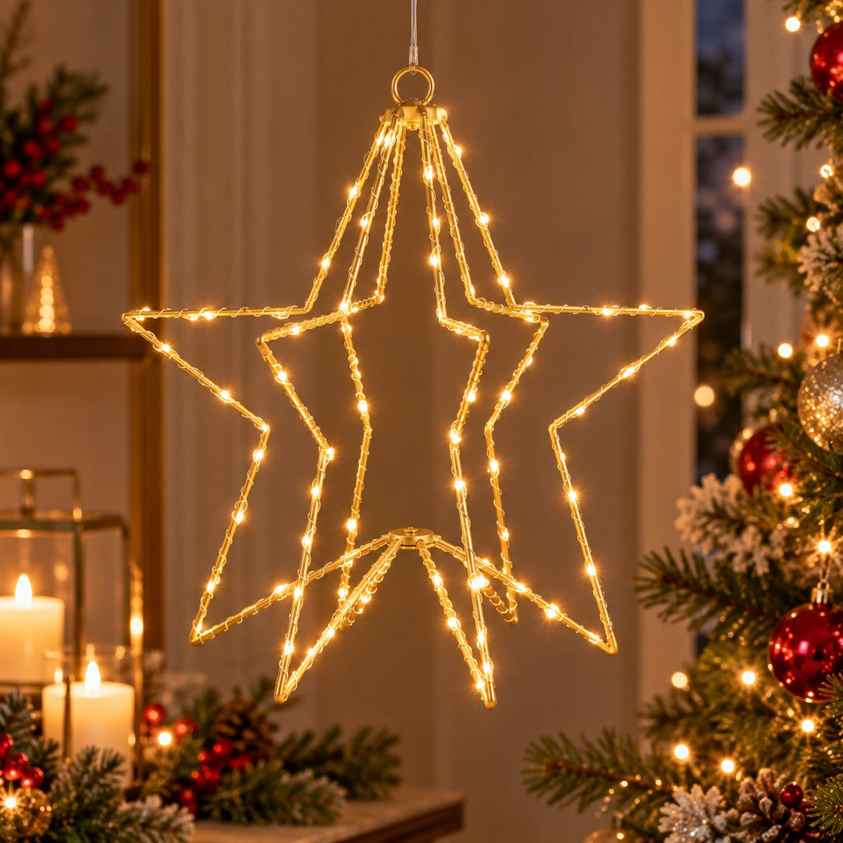 Luca Lighting 3D Star LED Christmas Decoration – 60 Warm White