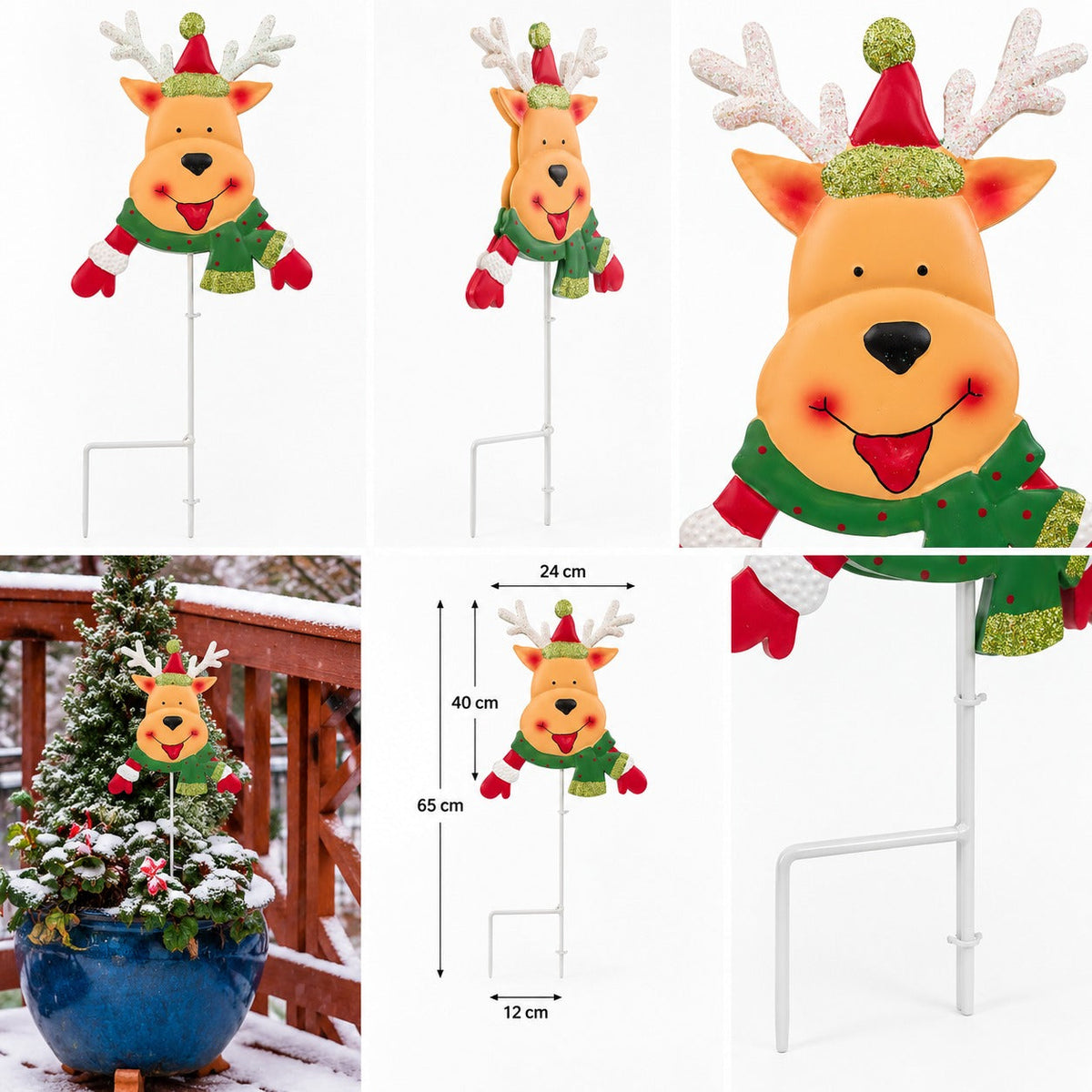 Christmas Metal Plant Stake Reindeer – 43 cm