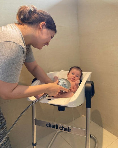 CharliChair 2-in-1 Baby Bath Chair - Black With Cushion