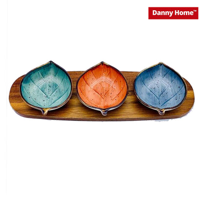 Danny Home Acacia Wood Board With Sauce Bowls