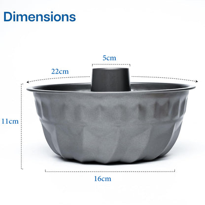 Danny Home Carbon Steel Premium quality , Non-stick Fluted Ring Cake Mould 22cm