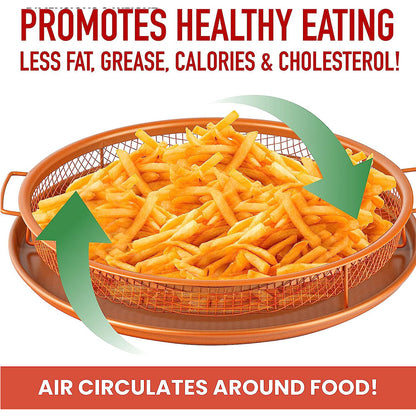2 Piece Set Round Copper Air Fry Crisper Tray