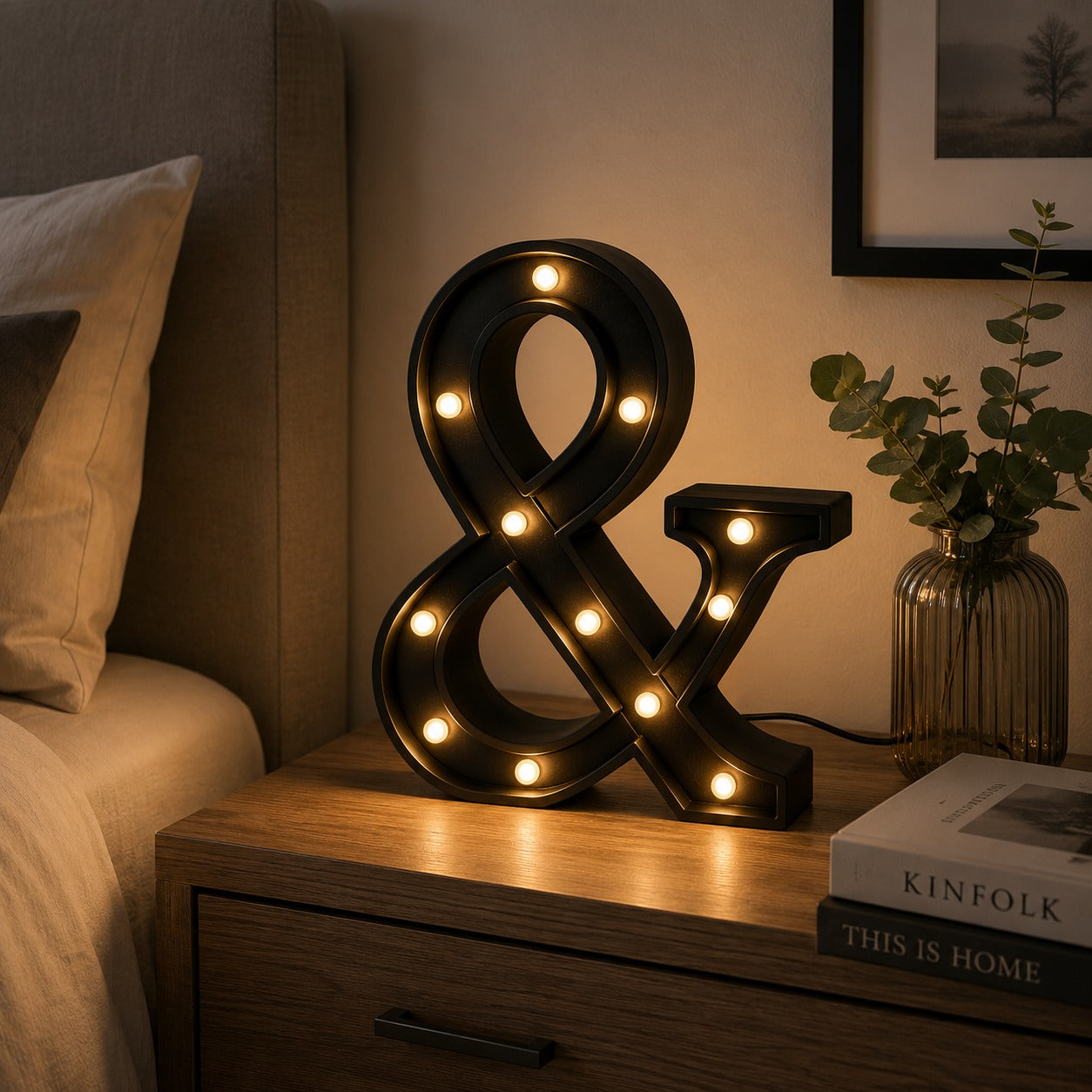 Micasa LORA LED Ampersand Table Lamp – Black Decorative Marquee Light | Warm White LED
