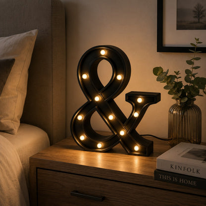Micasa LORA LED Ampersand Table Lamp – Black Decorative Marquee Light | Warm White LED