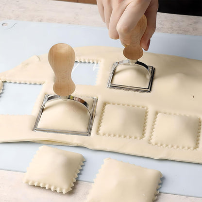 Stainless Steel Ravioli & Tart Cake Mold with Wooden Handle ( Square )