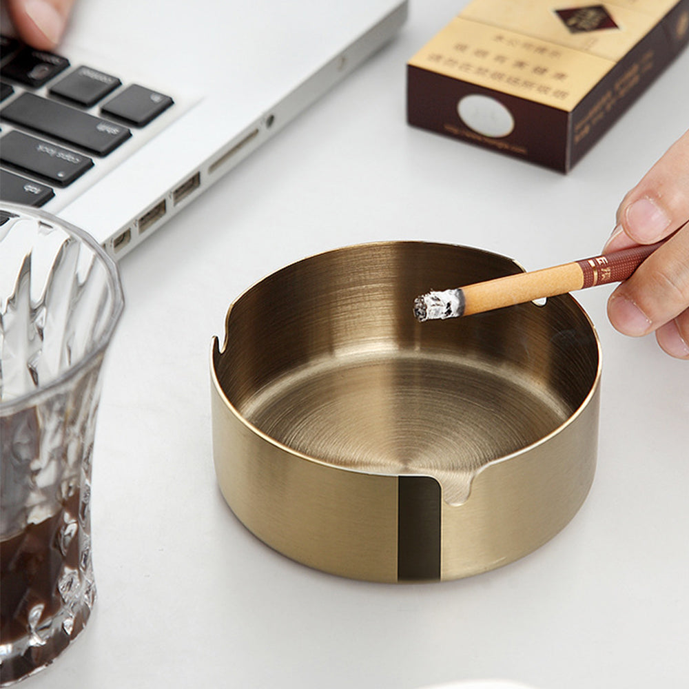 Stainless Steel Cigarette Ashtray Gold – 8 cm HY080-8