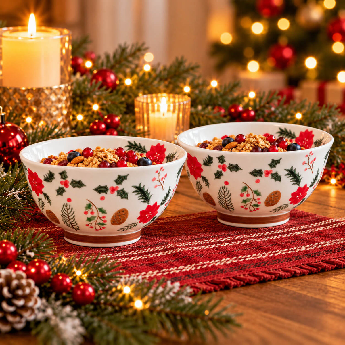 Migros Alpine Lodge Christmas Ceramic Bowls – Set of 2