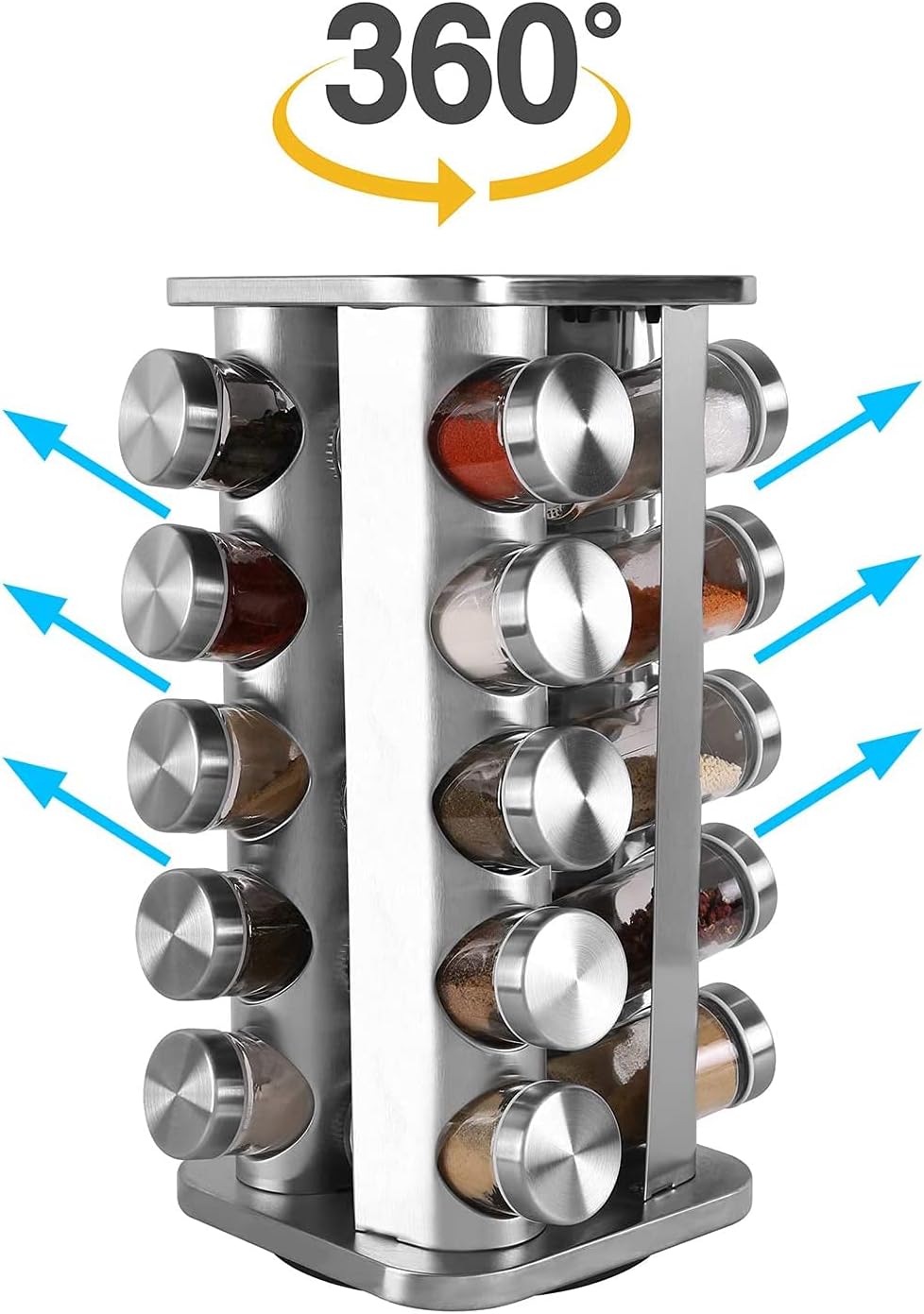 20-JARS 100ML Stainless Steel Rotating Seasoning Spice Jar Set
