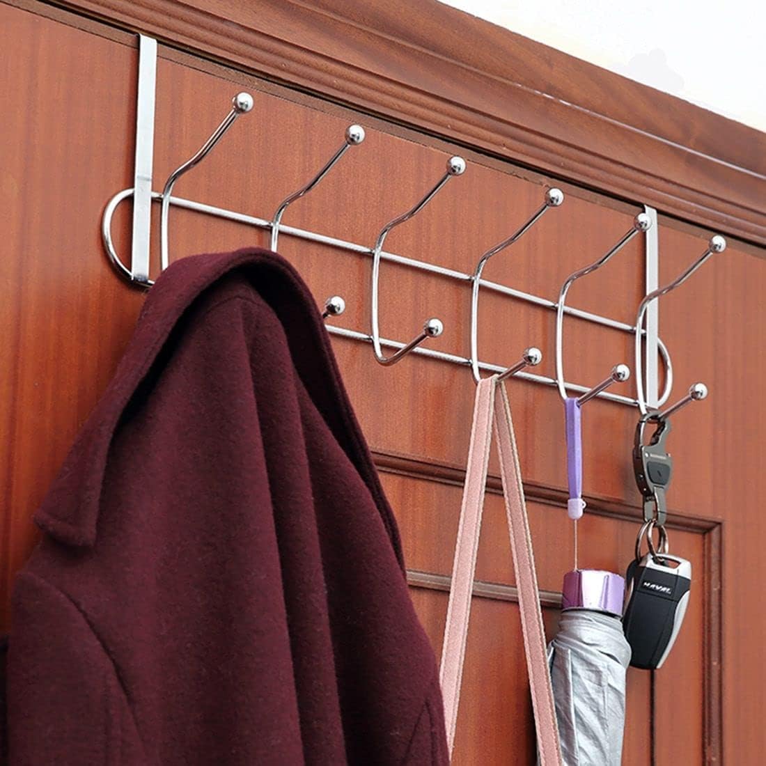 Stainless Steel Over the Door Hanger 6-Hooks 47cm