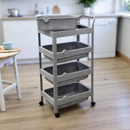 Multi-Purpose 4-Tier Plastic Storage Rack on Wheels