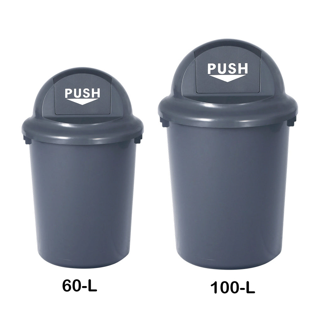 60/100-Liter Kitchen Trash Can with Push Lid, Plastic Tall Swing Top Garbage Can