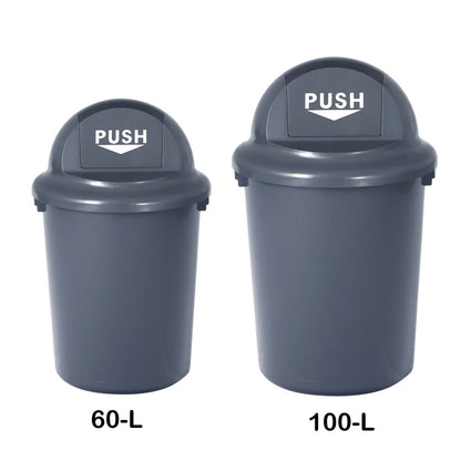 60/100-Liter Kitchen Trash Can with Push Lid, Plastic Tall Swing Top Garbage Can