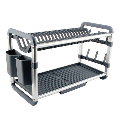 Binca Aluminum 2-Tier Dish Drying Rack ( Silver/Grey  )