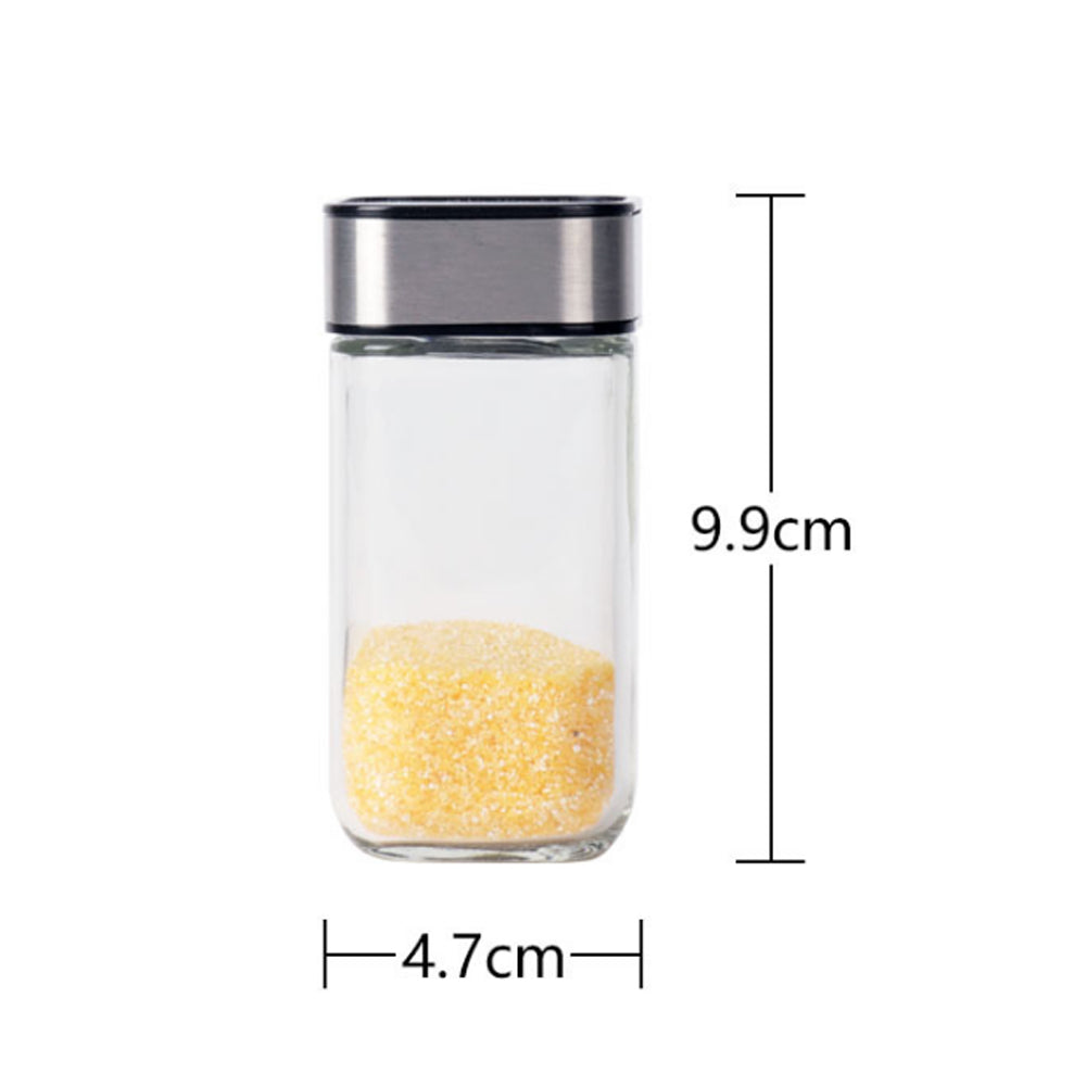 2-Pieces Square Salt and Pepper Stainless Steel Glass Bottom With stand