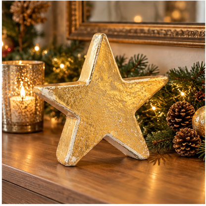 Pure Gold Ceramic Star Christmas Decoration