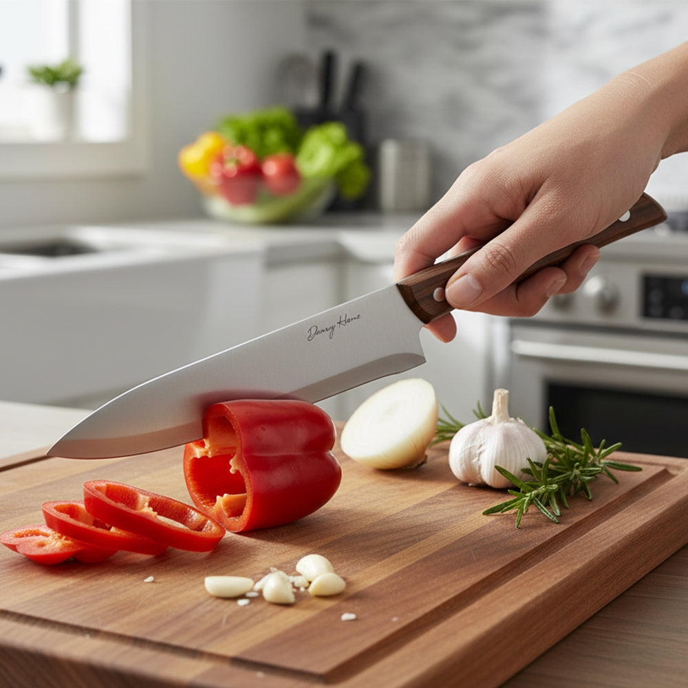 Danny Home Stainless Steel Chef Knife Walnut Wood 33cm