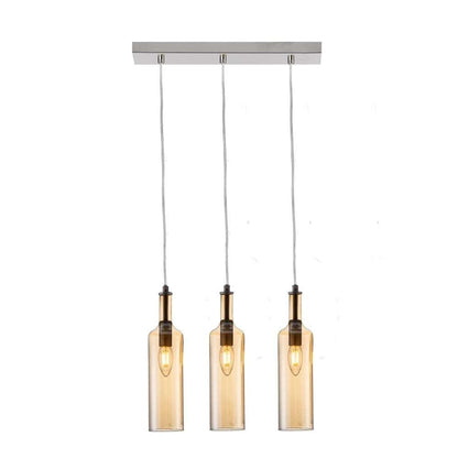 Nino Germany Coppery Glass Metal 3-Light Bottle Pendant Lamp