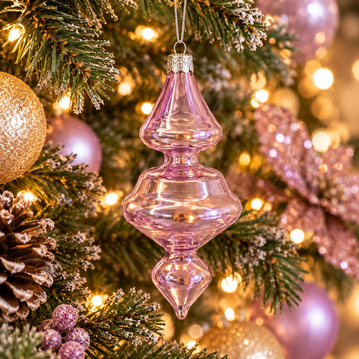 Lavender Boudoire Glass Finial Christmas Ornament – Approx. 15 cm