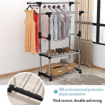 Double Pole Clothes Hanger With 2 Shelves DC-0032