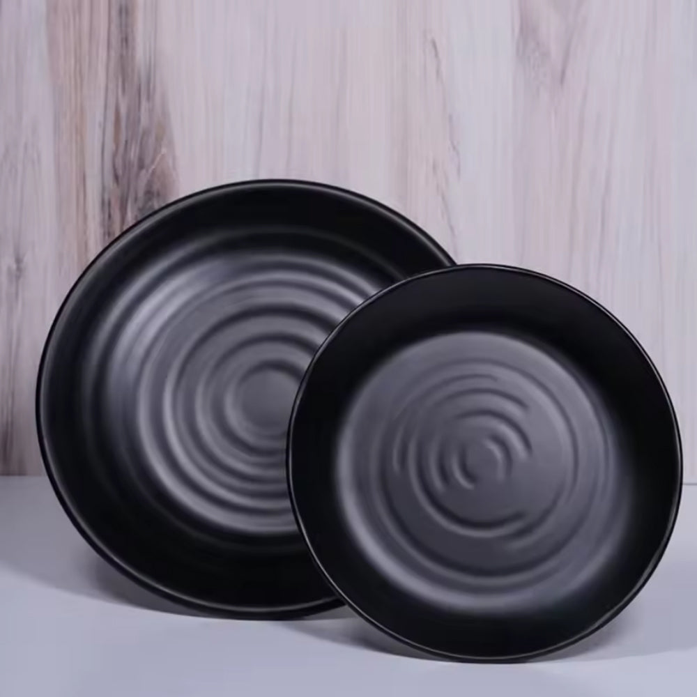 Round Plate Black Melamine Dinnerware